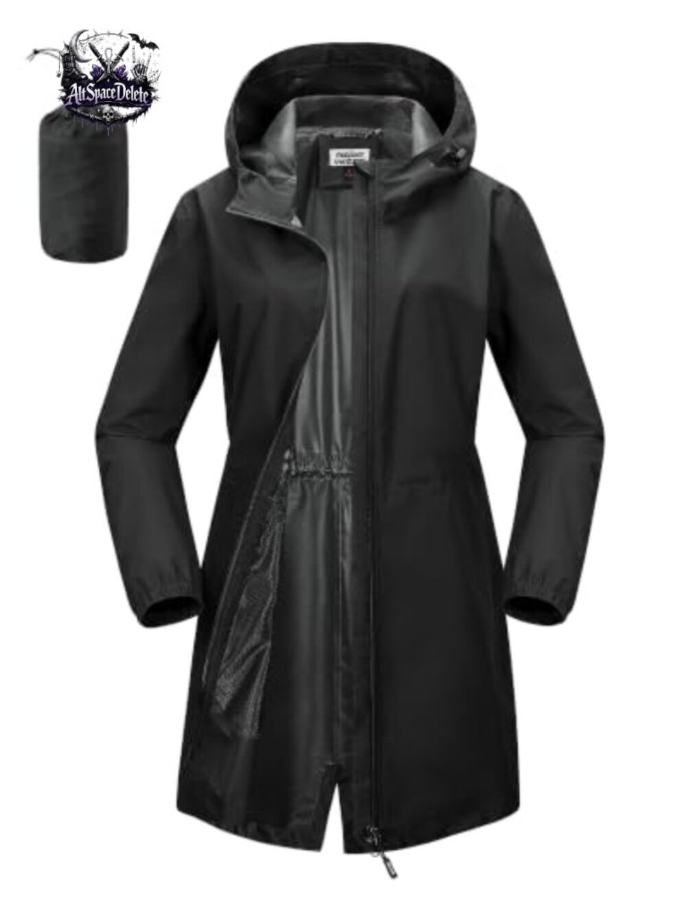 Women's Waterproof Long Rain Jacket with Hood Packable Lightweight Windproof